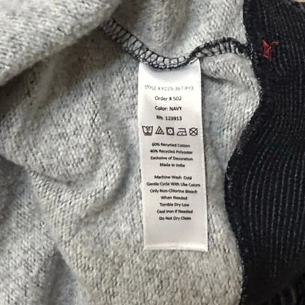 JACHS New York Hooded Sweatshirt Mens Button Fleece Striped Blue-Size L - Picture 8 of 8